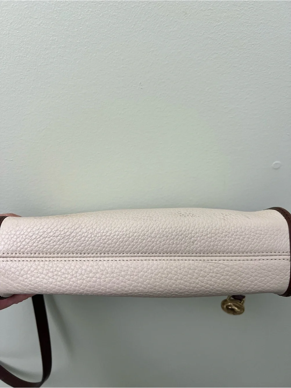 Vintage Dooney & Bourke Cream and Brown Leather Crossbody Bag